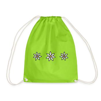 Three daisies - Drawstring Bag - neon green - Front