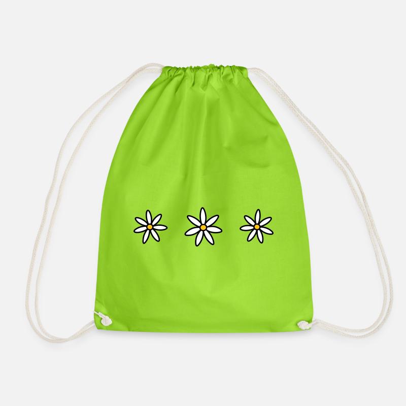 Three daisies - Drawstring Bag - neon green