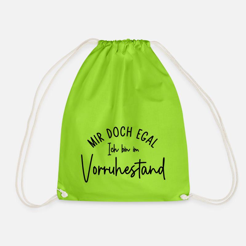 Mir doch egal Ich bin im Vorruhestand Geschenk - Turnbeutel - Neongrün