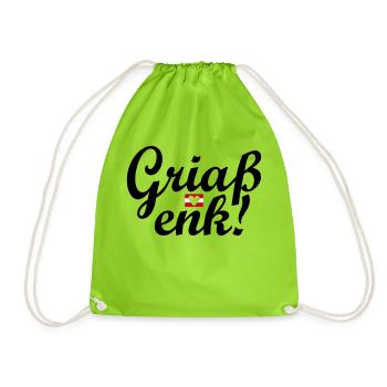 Austrian dialect Griaß enk! - Drawstring Bag - neon green - Front