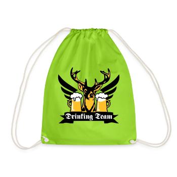 176 Great Deer Drinking Team Wing Beer Beer - Drawstring Bag - neon green - Front