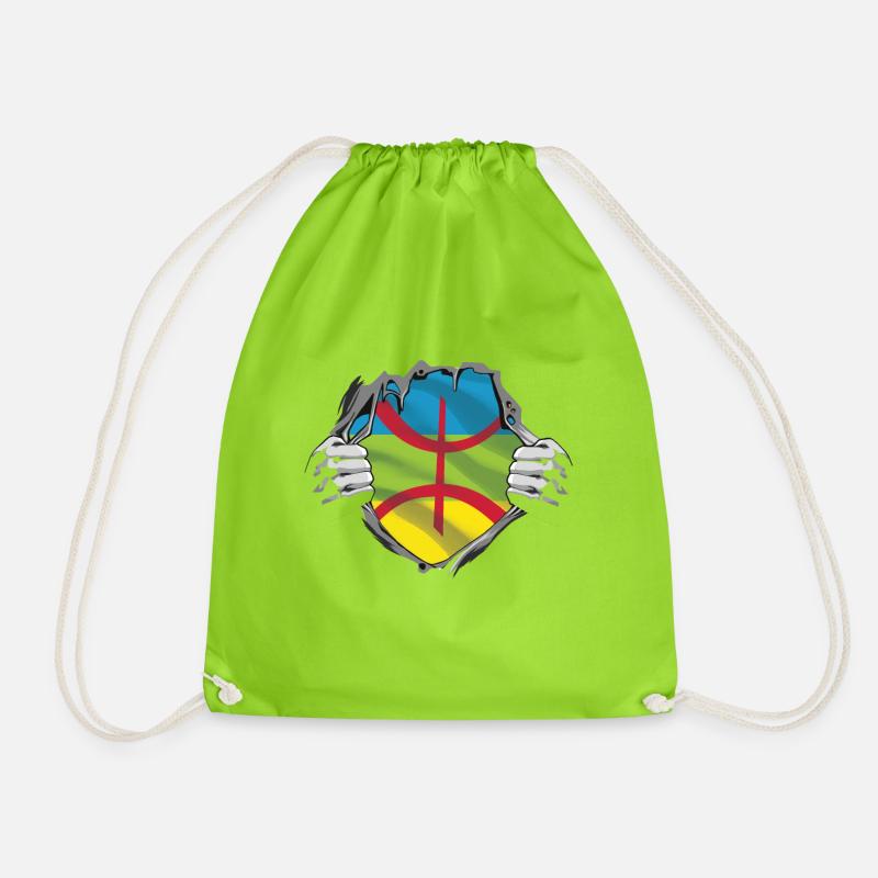 die Amazigh-Flagge in den Eingeweiden - Turnbeutel - Neongrün