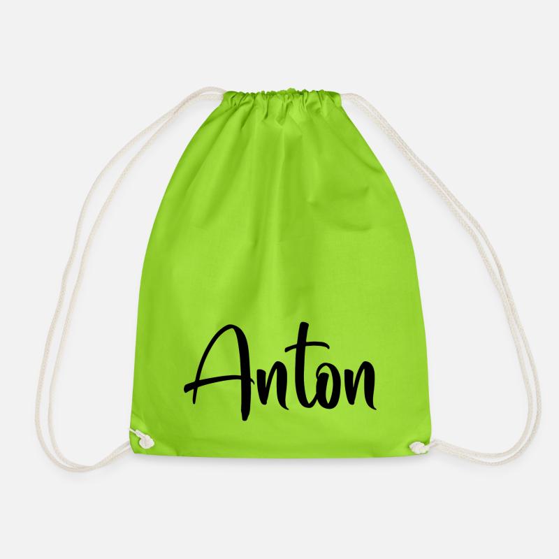Name - Anton - Turnbeutel - Neongrün