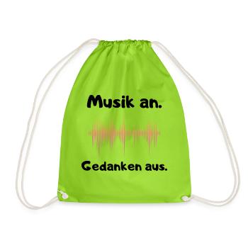 Musik an ... Gedanken aus ... - Turnbeutel - Neongrün - Vorne