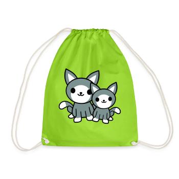 2 chats amis équipe équipage deux chatons de compagnie - Sac de sport léger - vert néon - Devant