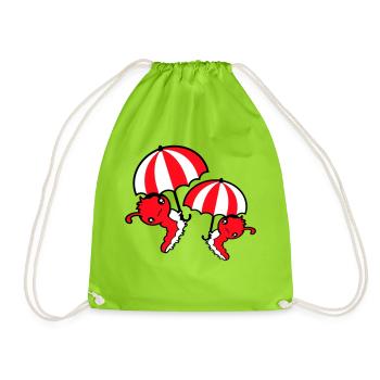 2 Flying Caterpillars Umbrella Team Friends Holiday - Drawstring Bag - neon green - Front