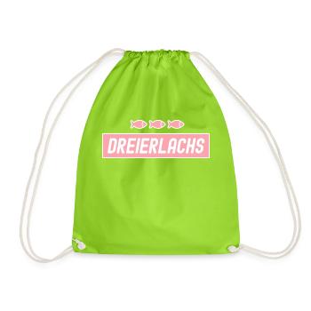 Dreierlachs 3er Lachs Fisch Bremen Geschenk - Turnbeutel - Neongrün - Vorne