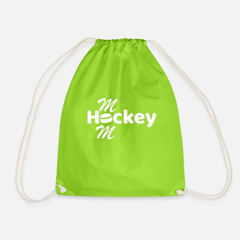 hockey MOM white - Drawstring Bag - neon green