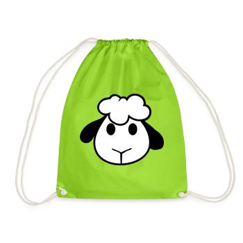 Mouton Visage Tête Mignon Mignon Agneau Cool Bande dessinée - Sac de sport léger - vert néon - Devant