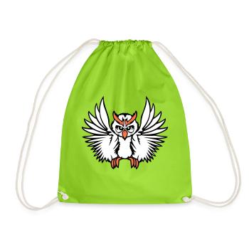 Eule Vogel Uhu Nachtvogel Schleiereule fliegt Cool - Turnbeutel - Neongrün - Vorne