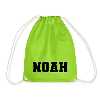 Name - Noah - Drawstring Bag - neon green - Front