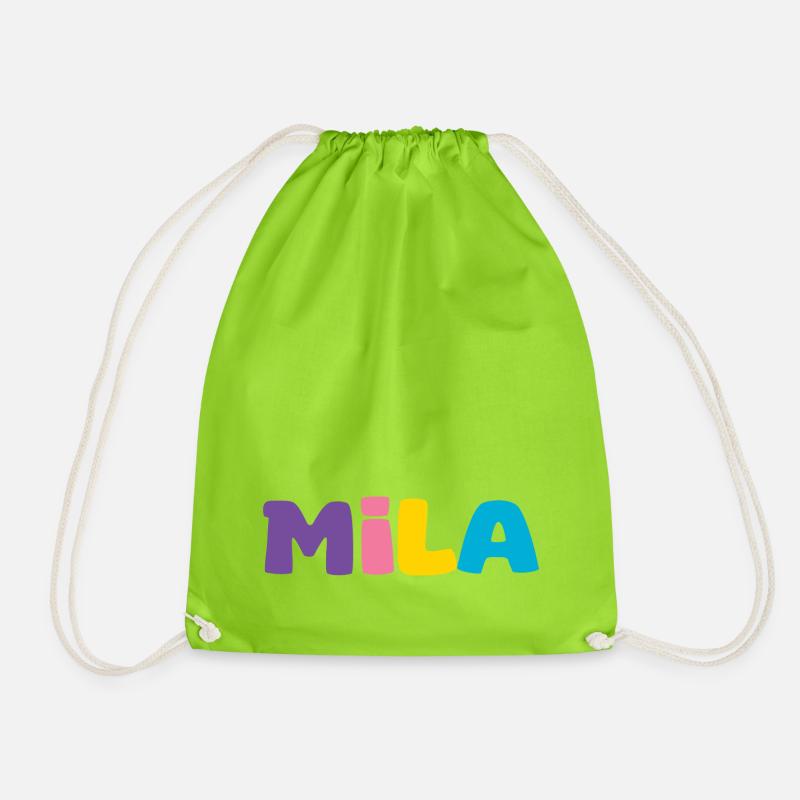 Name - Mila - Turnbeutel - Neongrün