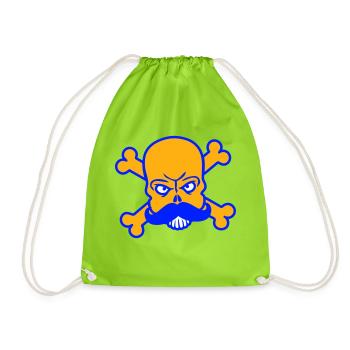 Mr Sir Mr Beard Skull Skull Bone Skeleton - Drawstring Bag - neon green - Front