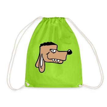 Chien Visage Méchant Dangereux Dents Monstre - Sac de sport léger - vert néon - Devant
