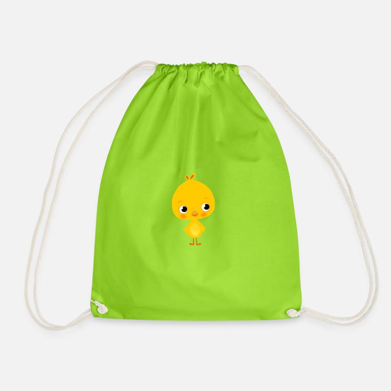 Chicken, easter, spring, chicken, easter, spring, - Drawstring Bag - neon green
