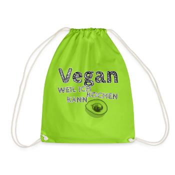 Vegan,weil ich kochen kann - Turnbeutel - Neongrün - Vorne