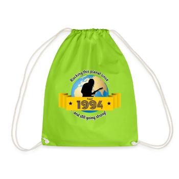 30th Birthday Rocks This Planet Since 08/1994 - Drawstring Bag - neon green - Front