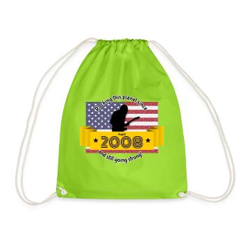 16. Birthday Rocking this planet since 08/2008 - Drawstring Bag - neon green - Front