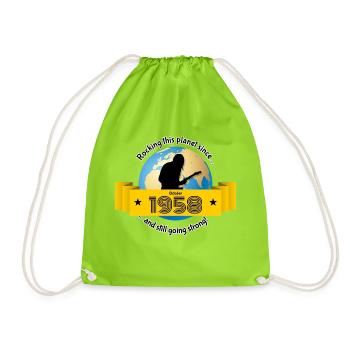 66. Anniversaire Secouant cette planète depuis 10/1958 - Sac de sport léger - vert néon - Devant