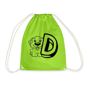 Hund D Buchstabe Dog Sitzender Kleiner Hund Süß - Turnbeutel - Neongrün - Vorne