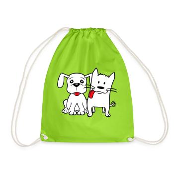 Chien Chat Deux Amis Équipe Chaton 2 Duo Équipage - Sac de sport léger - vert néon - Devant