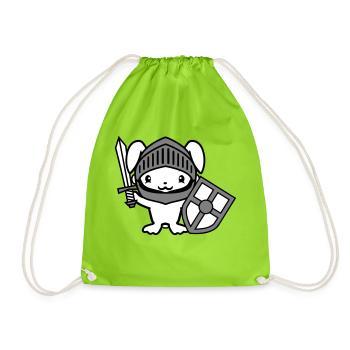 Lapin Chevalier Épée Bouclier Armure Casque Château Héros - Sac de sport léger - vert néon - Devant