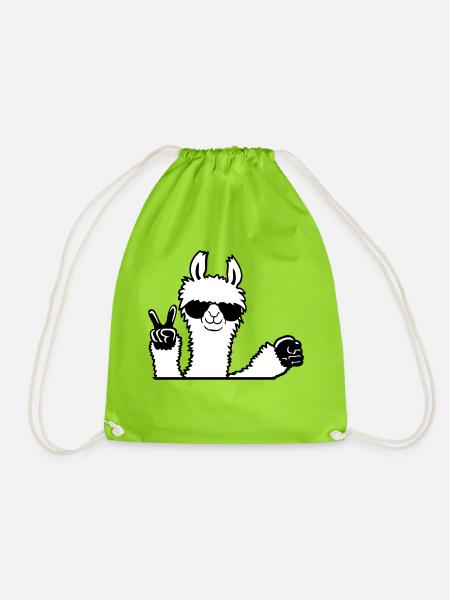 Lama Sonnenbrille Peace Fist Pump Team Begrüßung - Turnbeutel - Neongrün