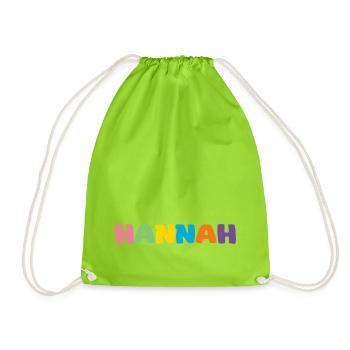 Name - Hannah - Drawstring Bag - neon green - Front