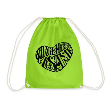 We belong together, heart black - Drawstring Bag - neon green - Front