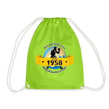 66. Anniversaire Vivant et kickin depuis 08/1958 - Sac de sport léger - vert néon - Devant