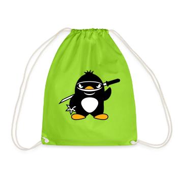 Pingouin Ninja Samouraï Japonais Katana Fighter - Sac de sport léger - vert néon - Devant