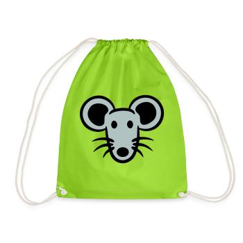 Maus Mäuschen Süße Kleine Ratte Nager Freundlich - Turnbeutel - Neongrün - Vorne