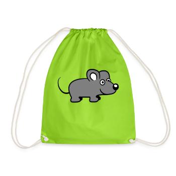 Maus Mäuschen Süße Kleine Ratte Nager Freundlich - Turnbeutel - Neongrün - Vorne