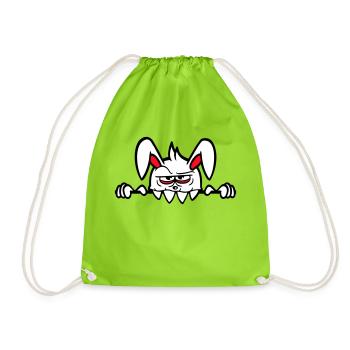 Hase Monster Böse Gefährlich Halloween Zähne Mauer - Turnbeutel - Neongrün - Vorne