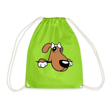 Hund Hinter Mauer Hübsche Dame Schleife Weiblich - Turnbeutel - Neongrün - Vorne