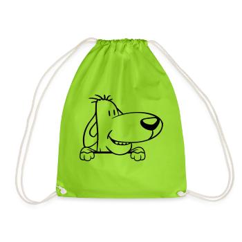 chien derrière le mur clôture signe peeps drôle coquin - Sac de sport léger - vert néon - Devant