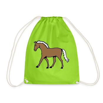 Pferd läuft geht Reiter Cartoon reiten süß Comic - Turnbeutel - Neongrün - Vorne