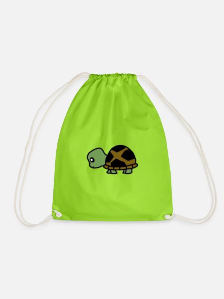 animal turtle 4 - Drawstring Bag - neon green