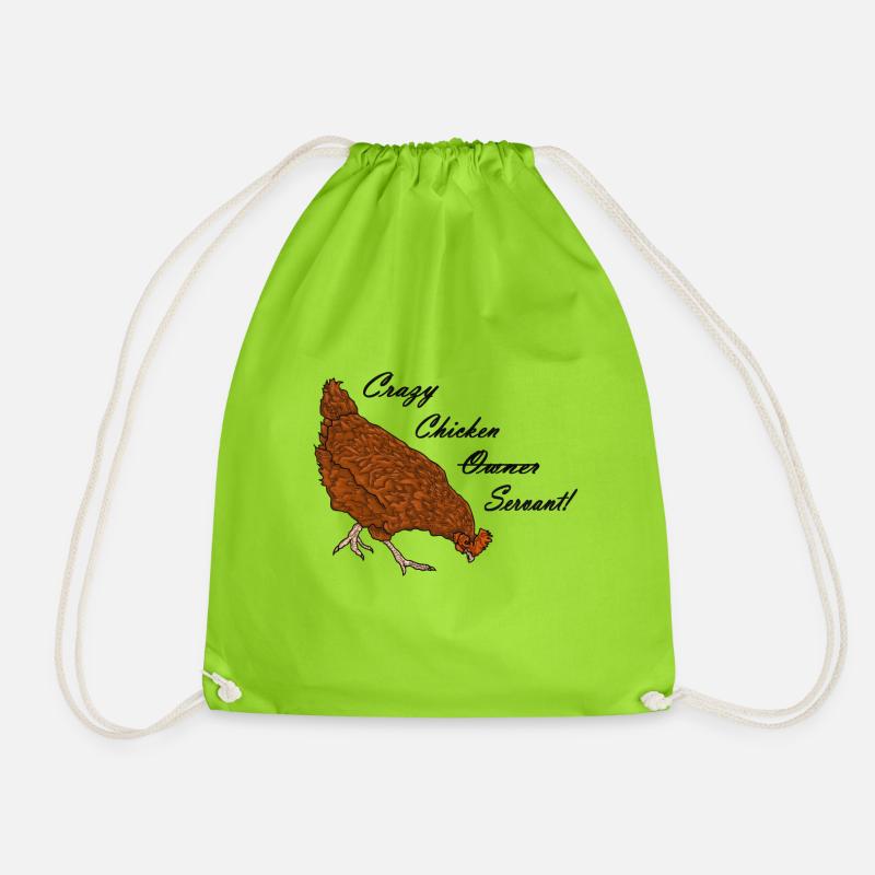 Crazy Chicken Owner/Servant - Drawstring Bag - neon green