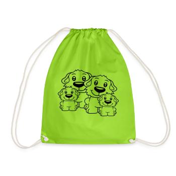 Chiens Famille Enfants Parents Mère Père Papa Maman - Sac de sport léger - vert néon - Devant