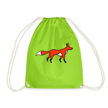 Fox Red Fox Forest Animal Clever Cute Wild Dog - Drawstring Bag - neon green - Front