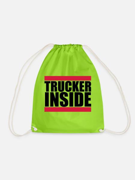 logo trucker inside truck lkw lastwagen fernfahrer - Turnbeutel - Neongrün