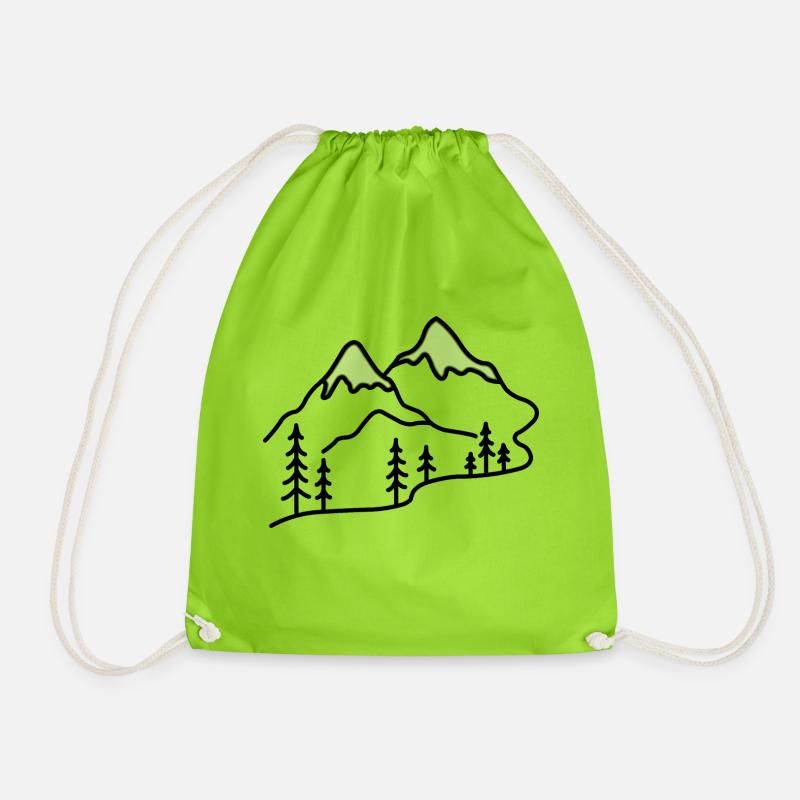 Mountain / Berge - Turnbeutel - Neongrün