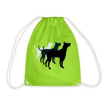 3 Dogs Silhouette Team Crew Friends - Drawstring Bag - neon green - Front