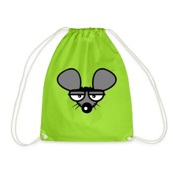 Mouse looks angry angry frustrated angry aggressive - Drawstring Bag - neon green - Front