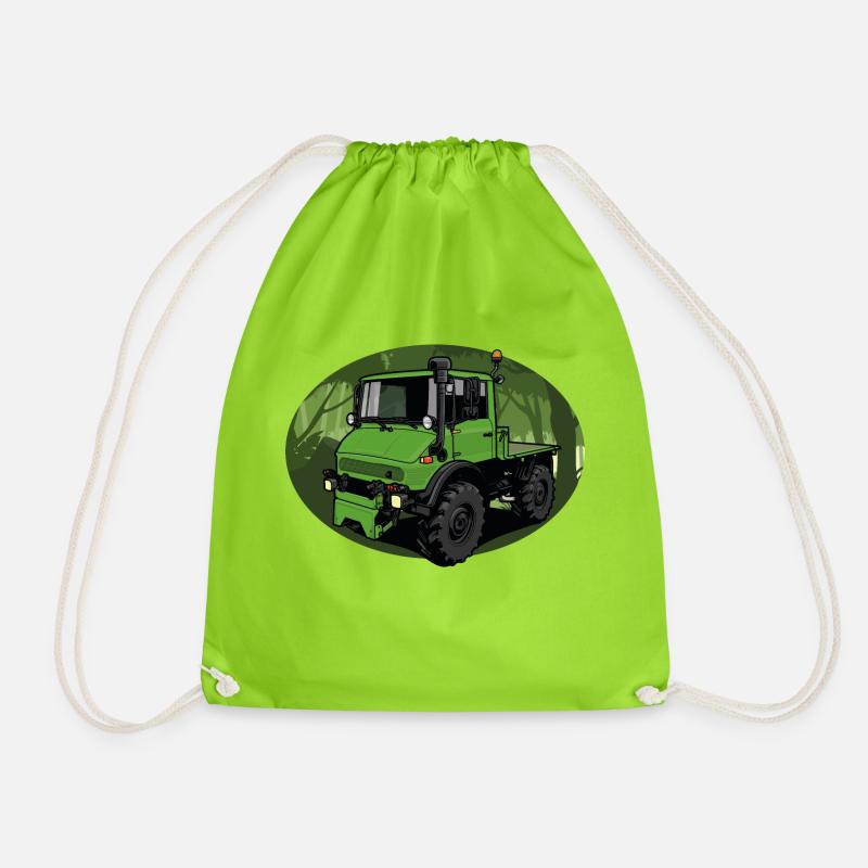 Unimog // Universelles Motorgerät // Illustration - Turnbeutel - Neongrün