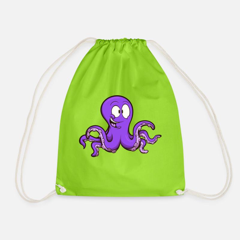 Cute Octopus - Drawstring Bag - neon green