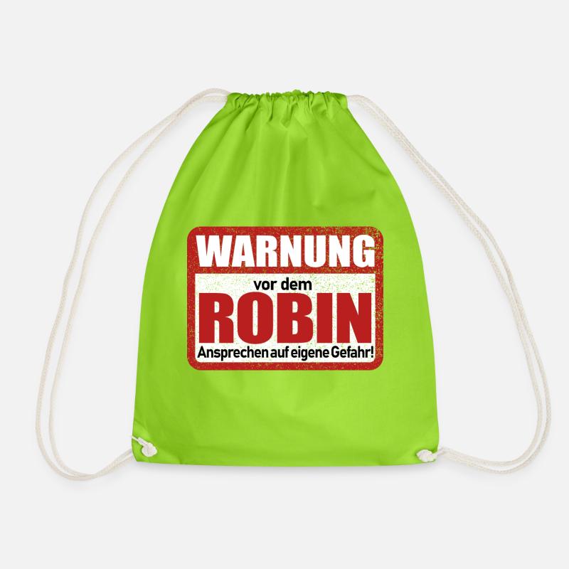 Robin Name Lustiges Warnschild - Turnbeutel - Neongrün