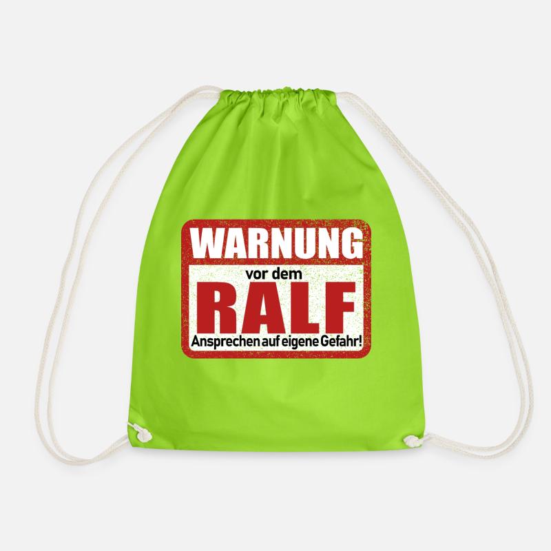 Ralf Name Lustiges Warnschild - Turnbeutel - Neongrün