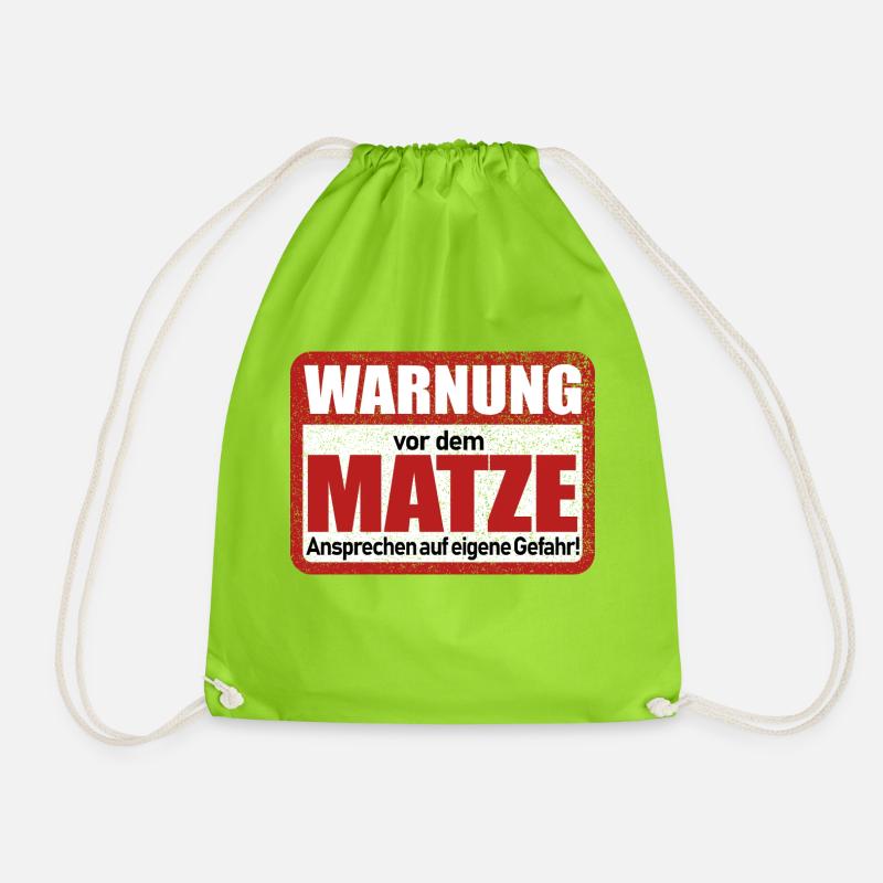 Matze Name Lustiges Warnschild - Turnbeutel - Neongrün